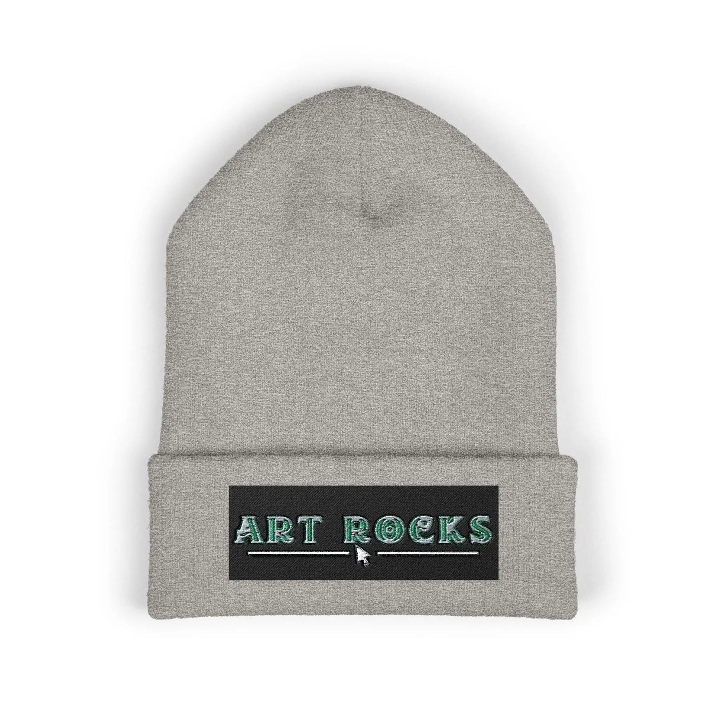 Embroidered ’Art Rocks’ Classic Cuffed Beanie - One size / Heather Grey - Hats