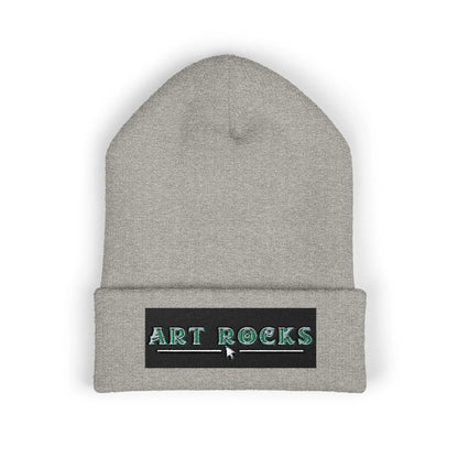 Embroidered ’Art Rocks’ Classic Cuffed Beanie - One size / Heather Grey - Hats