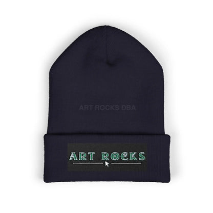 Embroidered ’Art Rocks’ Classic Cuffed Beanie - One size / Navy - Hats