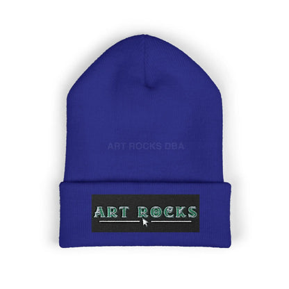 Embroidered ’Art Rocks’ Classic Cuffed Beanie - One size / Royal - Hats