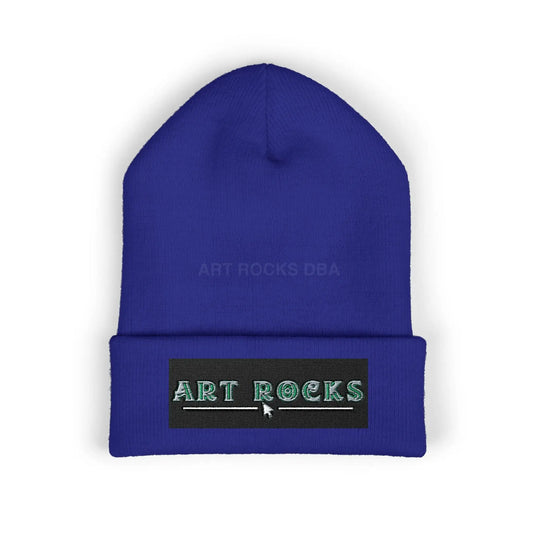 Embroidered ’Art Rocks’ Classic Cuffed Beanie - One size / Royal - Hats