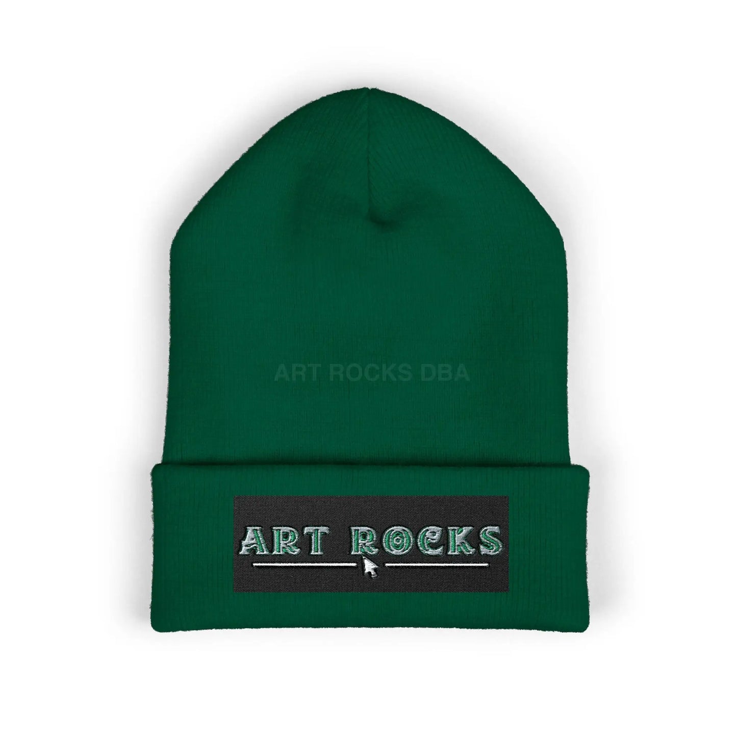 Embroidered ’Art Rocks’ Classic Cuffed Beanie - One size / Spruce - Hats