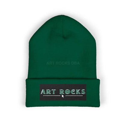 Embroidered ’Art Rocks’ Classic Cuffed Beanie - One size / Spruce - Hats