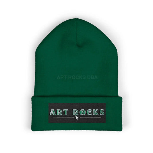 Embroidered ’Art Rocks’ Classic Cuffed Beanie - One size / Spruce - Hats