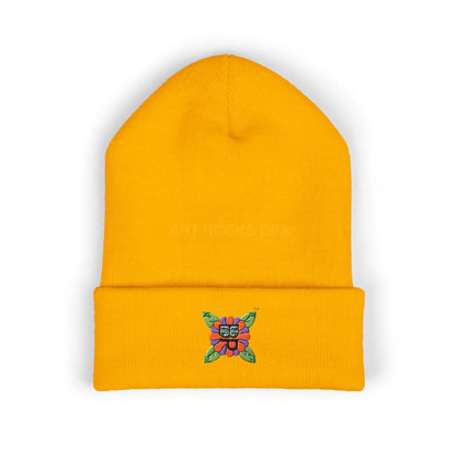 Embroidered Bloomin’ Paradise LLC Cuffed Beanie - One size / Gold - Hats
