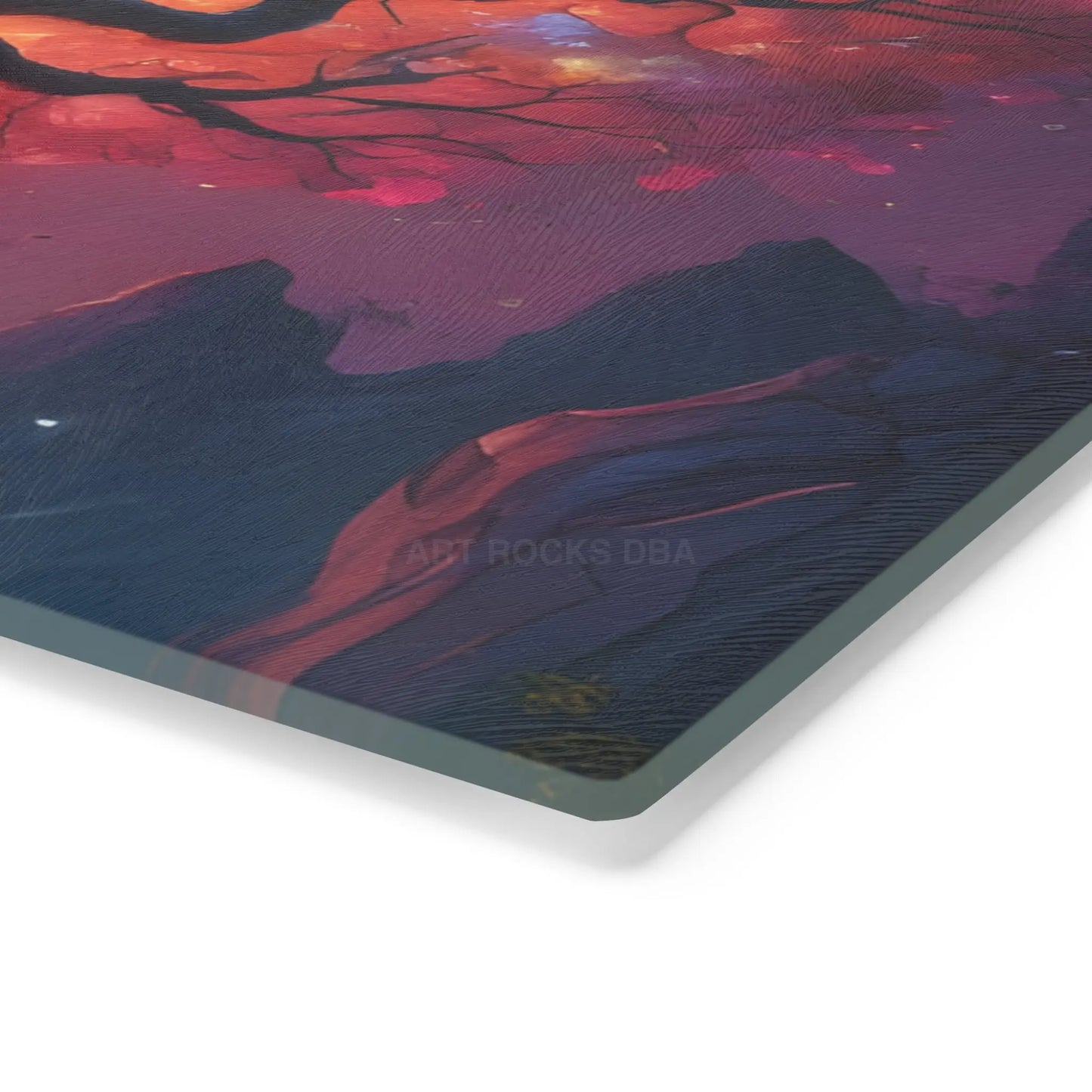 Enchanted Crystal Tree of Life Glass Cutting Board — Colorful Cosmic Tree Kitchen Decor - Home Decor