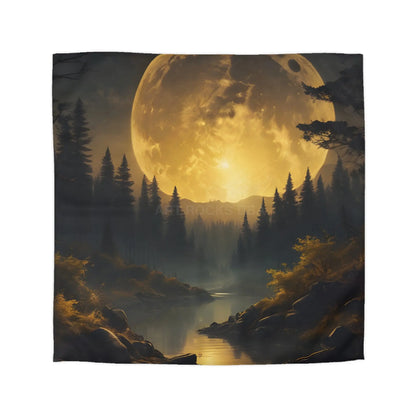 Enchanted Forest Moon Duvet Cover | Bohemian Bedding Cozy Bedroom Decor Nature Lovers Gift Moonlight Theme - Queen