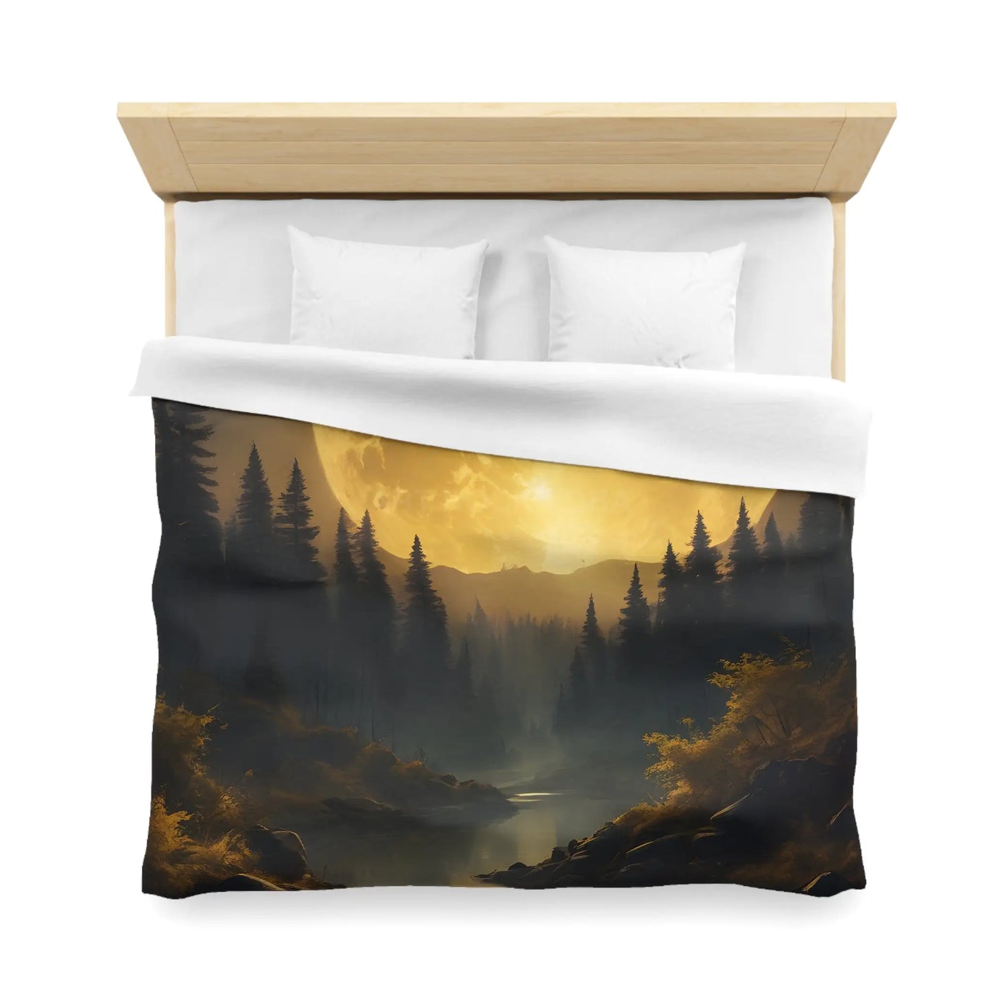 Enchanted Forest Moon Duvet Cover | Bohemian Bedding Cozy Bedroom Decor Nature Lovers Gift Moonlight Theme - Home Decor