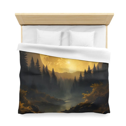 Enchanted Forest Moon Duvet Cover | Bohemian Bedding Cozy Bedroom Decor Nature Lovers Gift Moonlight Theme - Home Decor