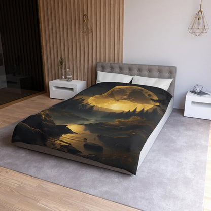 Enchanted Forest Moon Duvet Cover | Bohemian Bedding Cozy Bedroom Decor Nature Lovers Gift Moonlight Theme - Home Decor