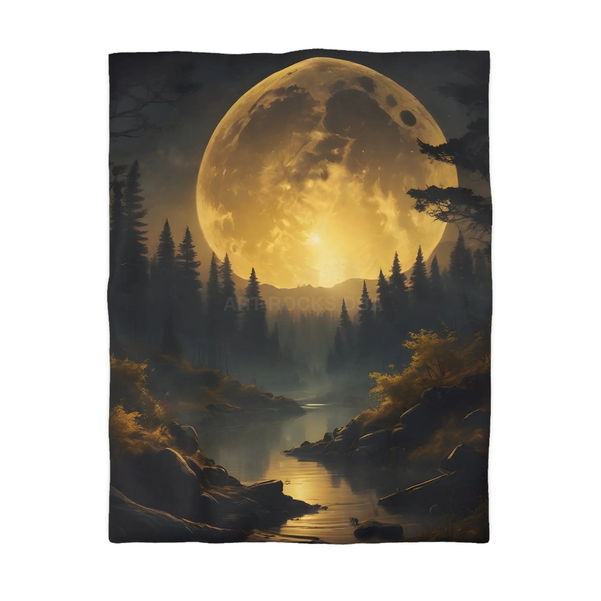Enchanted Forest Moon Duvet Cover | Bohemian Bedding Cozy Bedroom Decor Nature Lovers Gift Moonlight Theme - Twin