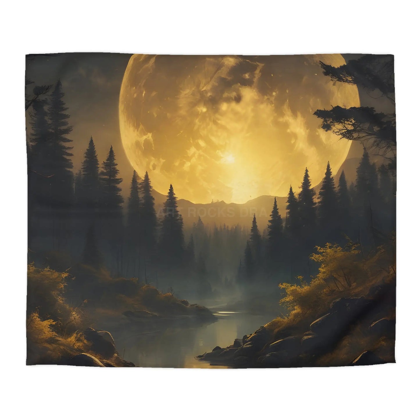 Enchanted Forest Moon Duvet Cover | Bohemian Bedding Cozy Bedroom Decor Nature Lovers Gift Moonlight Theme - King