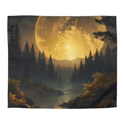Enchanted Forest Moon Duvet Cover | Bohemian Bedding Cozy Bedroom Decor Nature Lovers Gift Moonlight Theme - King