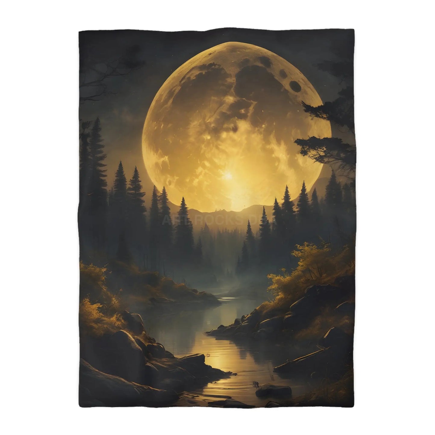 Enchanted Forest Moon Duvet Cover | Bohemian Bedding Cozy Bedroom Decor Nature Lovers Gift Moonlight Theme - Home Decor