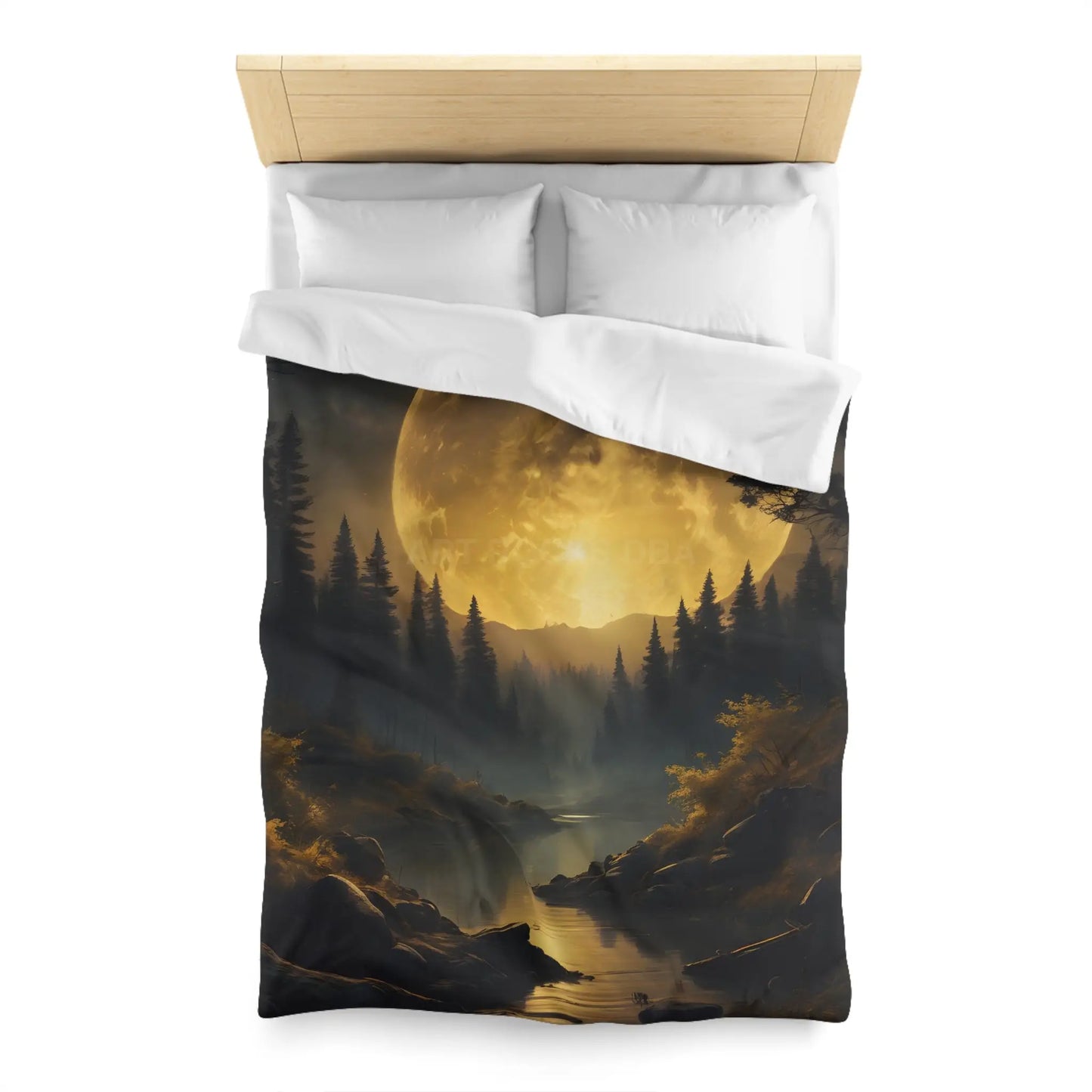 Enchanted Forest Moon Duvet Cover | Bohemian Bedding Cozy Bedroom Decor Nature Lovers Gift Moonlight Theme - Home Decor