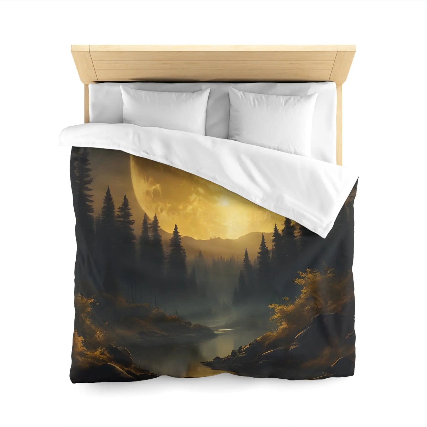 Enchanted Forest Moon Duvet Cover | Bohemian Bedding Cozy Bedroom Decor Nature Lovers Gift Moonlight Theme - Home Decor
