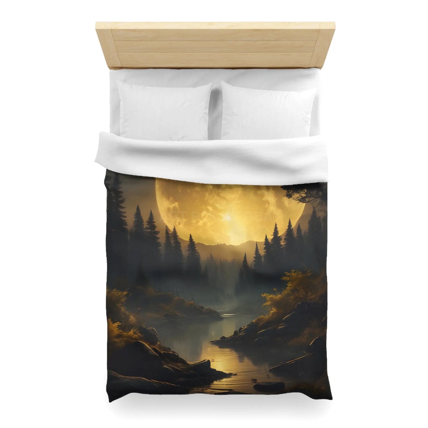 Enchanted Forest Moon Duvet Cover | Bohemian Bedding Cozy Bedroom Decor Nature Lovers Gift Moonlight Theme - Home Decor