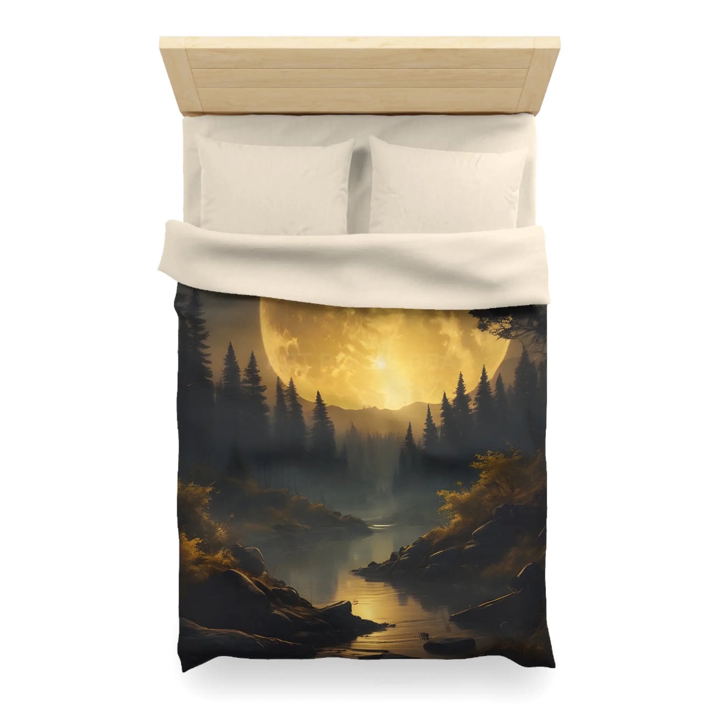Enchanted Forest Moon Duvet Cover | Bohemian Bedding Cozy Bedroom Decor Nature Lovers Gift Moonlight Theme - Home Decor