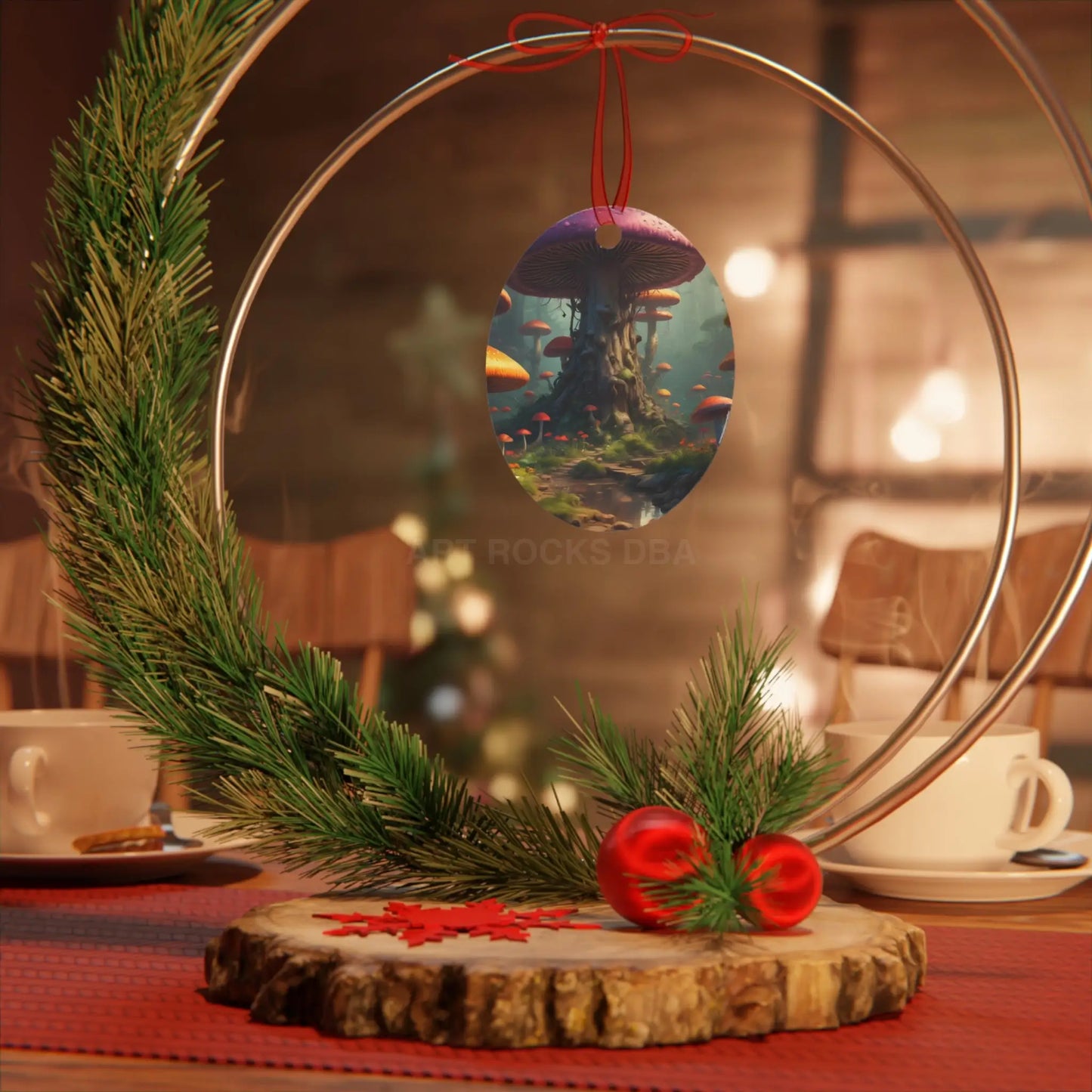 Enchanted Mushroom Forest Metal Ornament - Home Decor