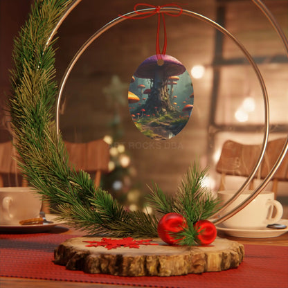 Enchanted Mushroom Forest Metal Ornament - Home Decor