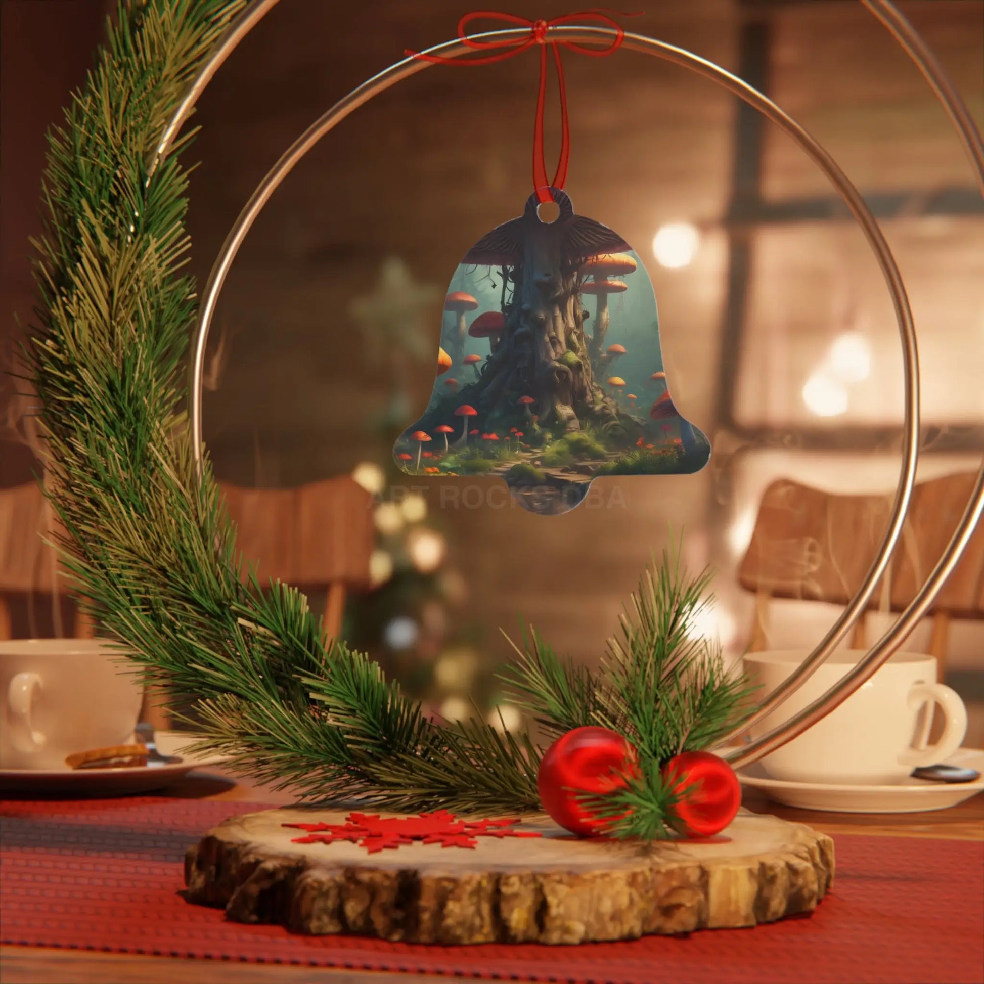 Enchanted Mushroom Forest Metal Ornament - Home Decor