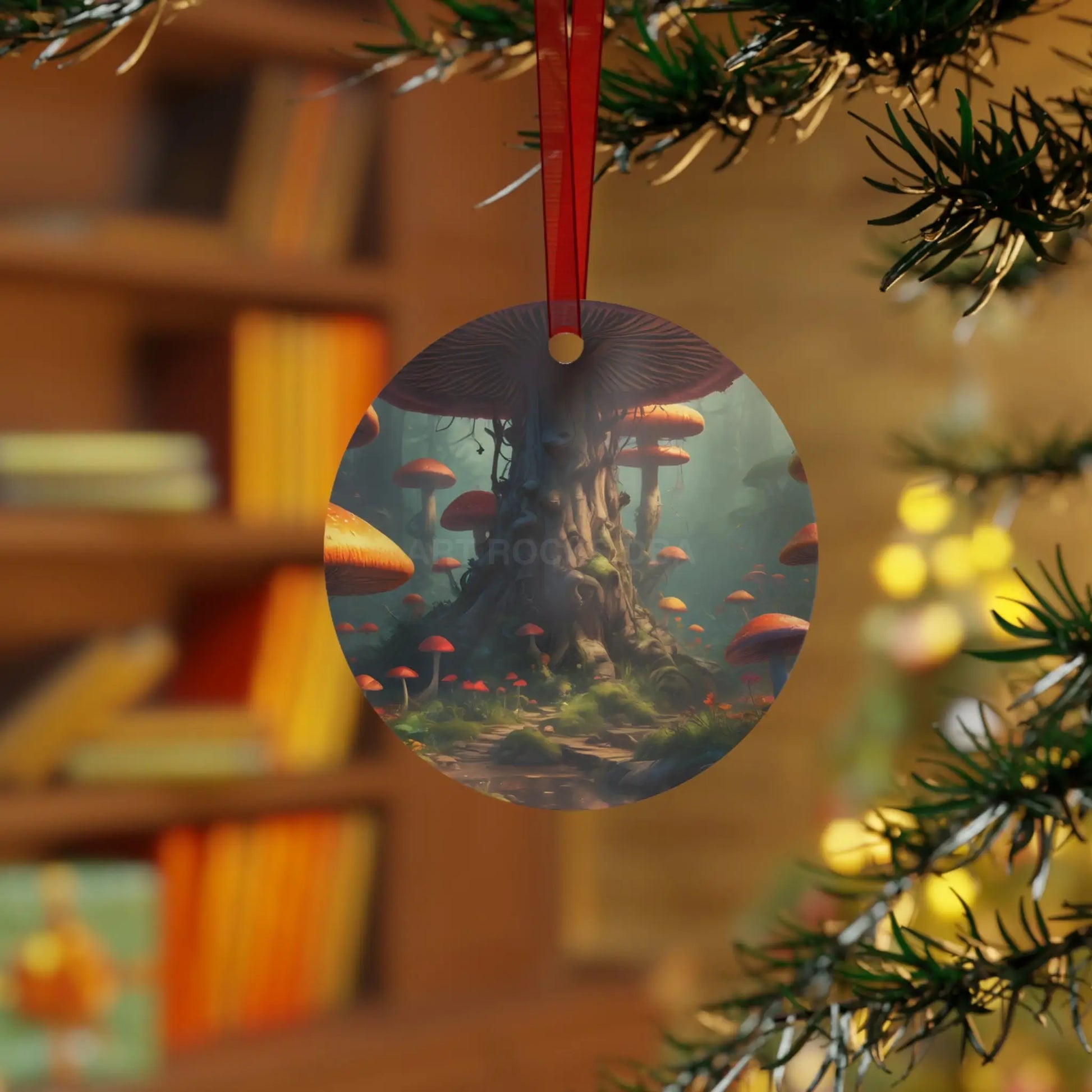 Enchanted Mushroom Forest Metal Ornament - Home Decor