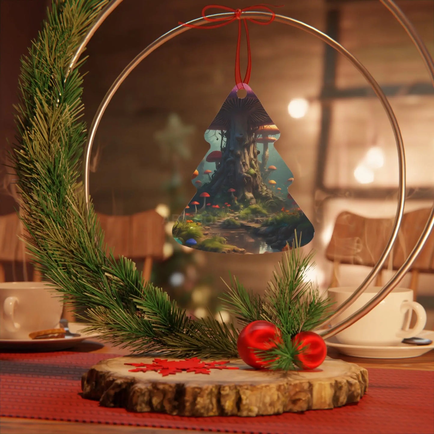 Enchanted Mushroom Forest Metal Ornament - Home Decor