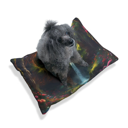 Enchanted Waterfall Pet Bed — Plush Forest Scenic Dog & Cat Pillow - Pets