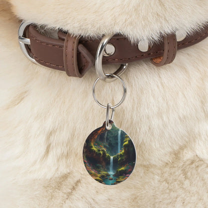 Enchanted Waterfall Pet Tag — Fantasy Forest Dog & Cat ID Charm - 1’’ - Pets