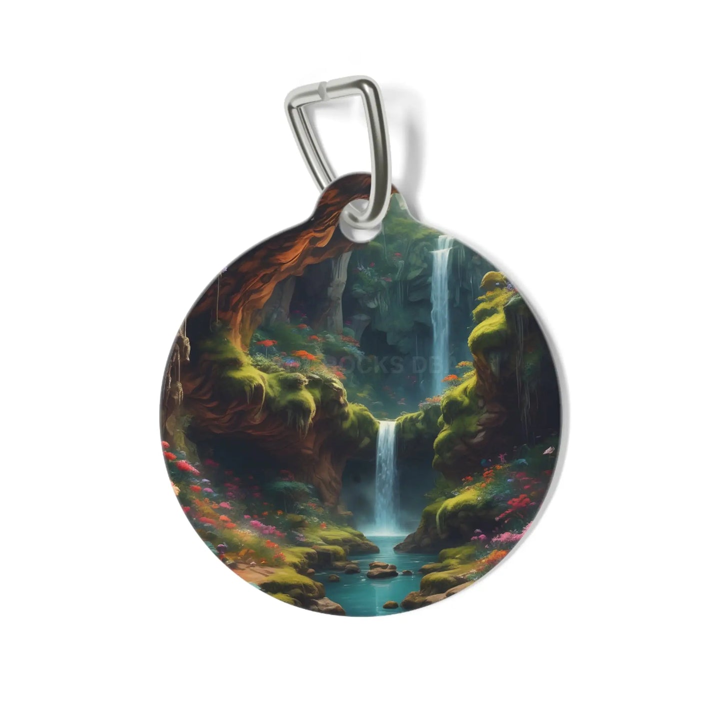 Enchanted Waterfall Pet Tag — Fantasy Forest Dog & Cat ID Charm - 1’’ - Pets