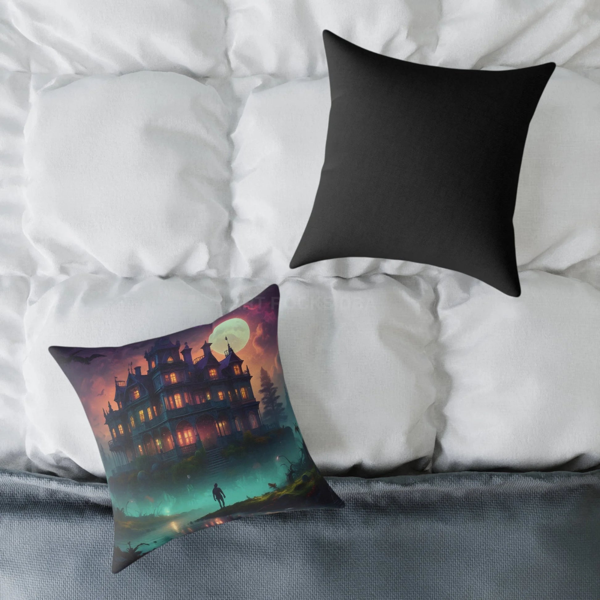 Enchanting Haunted Mansion Pillow Decorative Throw Pillow Halloween Decor Gothic Home Accent Spooky Gift for Collectors