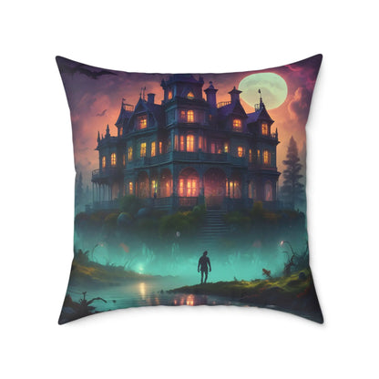 Enchanting Haunted Mansion Pillow Decorative Throw Pillow Halloween Decor Gothic Home Accent Spooky Gift for Collectors