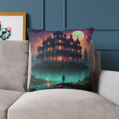 Enchanting Haunted Mansion Pillow Decorative Throw Pillow Halloween Decor Gothic Home Accent Spooky Gift for Collectors