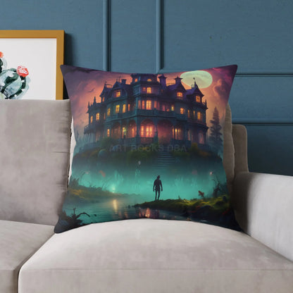 Enchanting Haunted Mansion Pillow Decorative Throw Pillow Halloween Decor Gothic Home Accent Spooky Gift for Collectors
