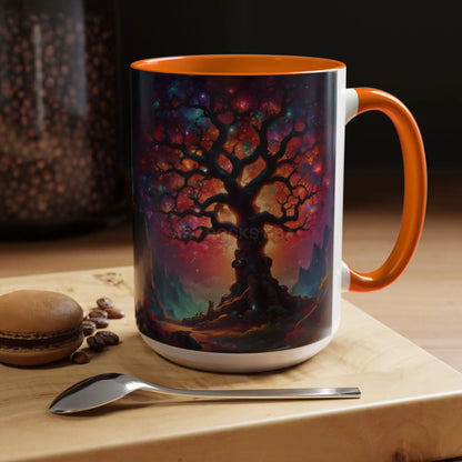 Enchanting Tree of Life Accent Coffee Mug — Vibrant Fantasy Sunset Design (11/15oz) - Mug