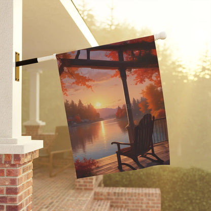 Fall Cabin Garden Banner Fall Decor Outdoor Wall Art Seasonal Patio Decoration Autumn Garden Flag - 12’’ × 18’’ - Home