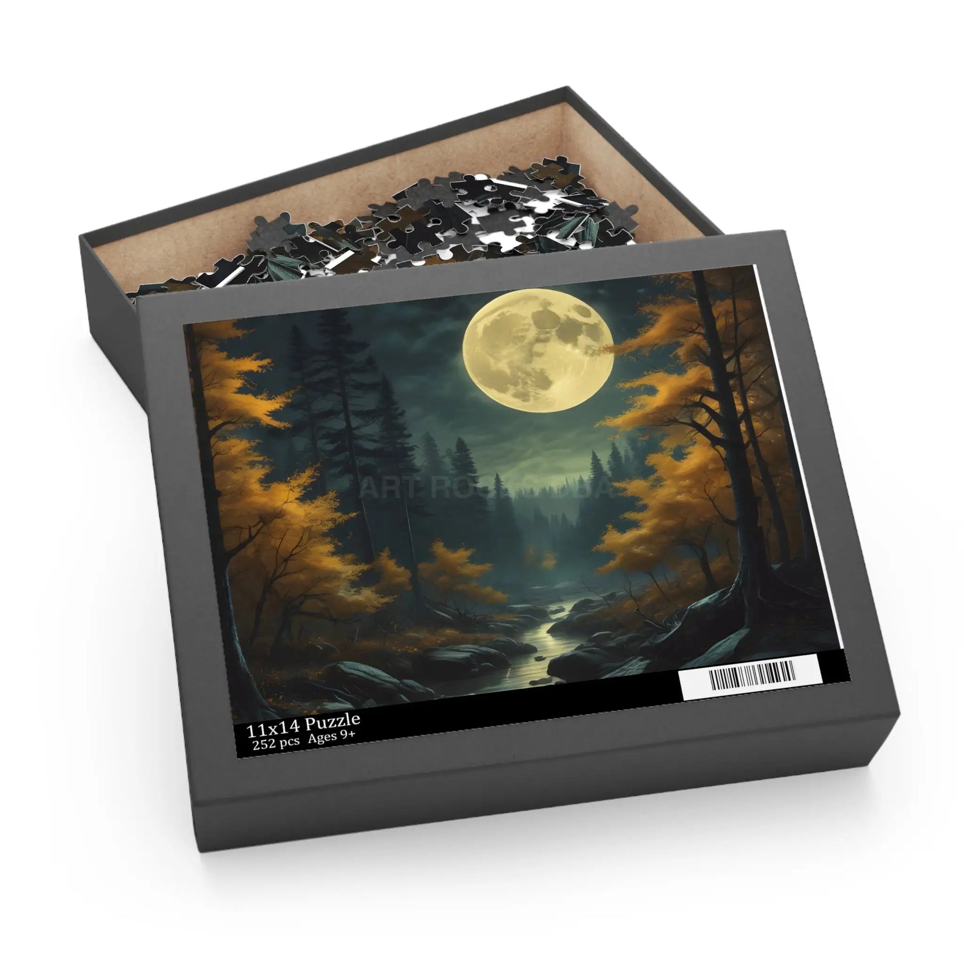 Fall Full Moonlit Forest Puzzle — Scenic 120/252/500-Piece Jigsaw - Puzzle