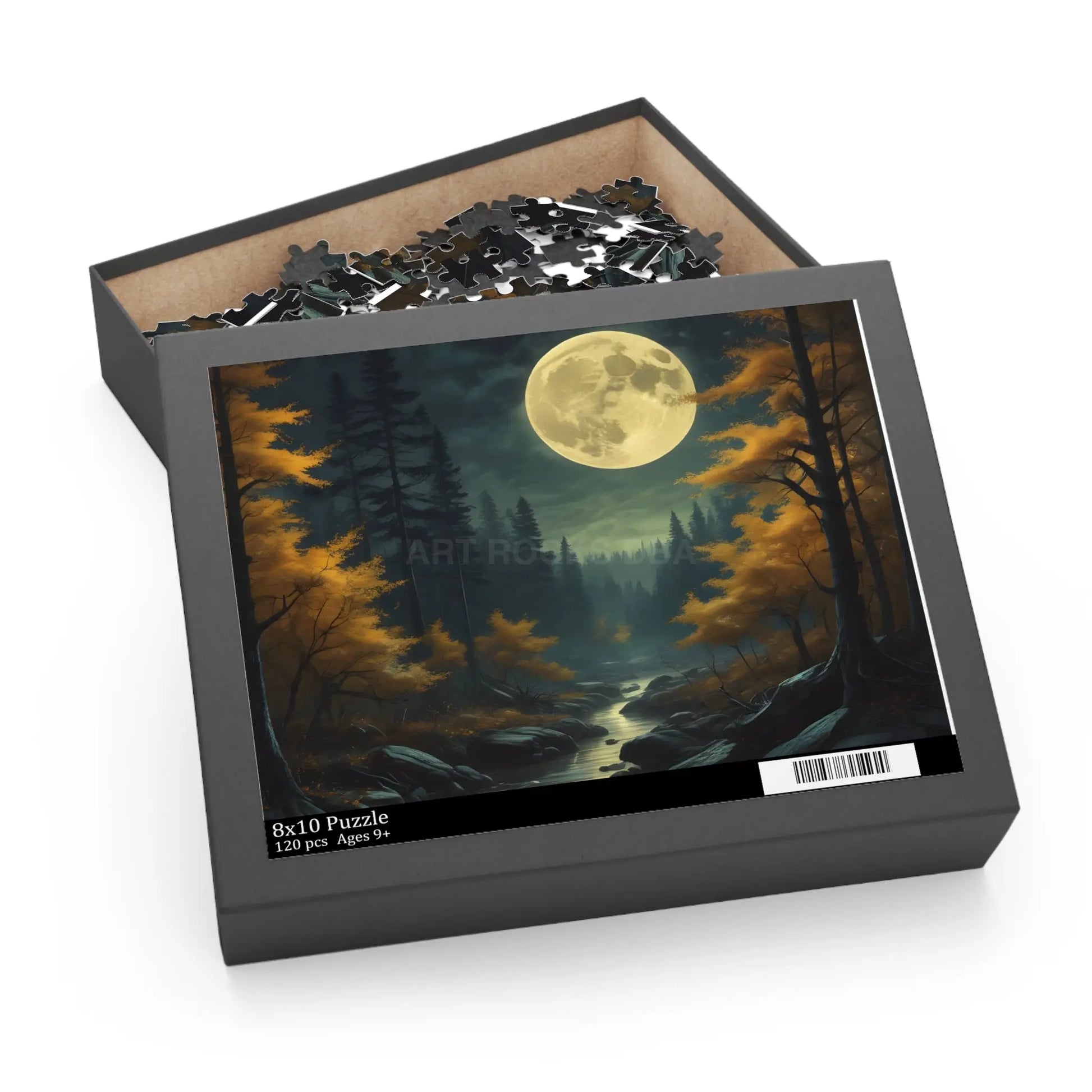Fall Full Moonlit Forest Puzzle — Scenic 120/252/500-Piece Jigsaw - 10’’ × 8’’ (120 pcs) - Puzzle