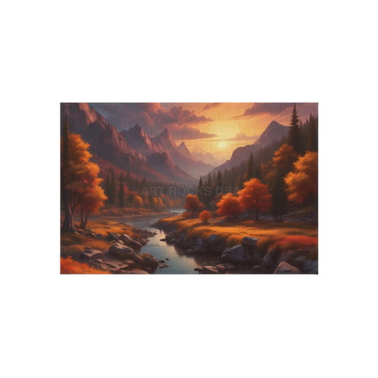 Fall Mountain Escape Outdoor Rug | Nature Themed Mat Patio Decor Garden Accessory Camping Essentials Outdoor Events