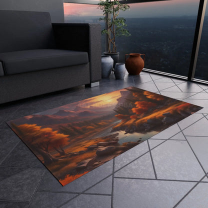 Fall Mountain Escape Outdoor Rug | Nature Themed Mat Patio Decor Garden Accessory Camping Essentials Outdoor Events