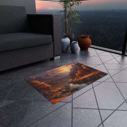 Fall Mountain Escape Outdoor Rug | Nature Themed Mat Patio Decor Garden Accessory Camping Essentials Outdoor Events