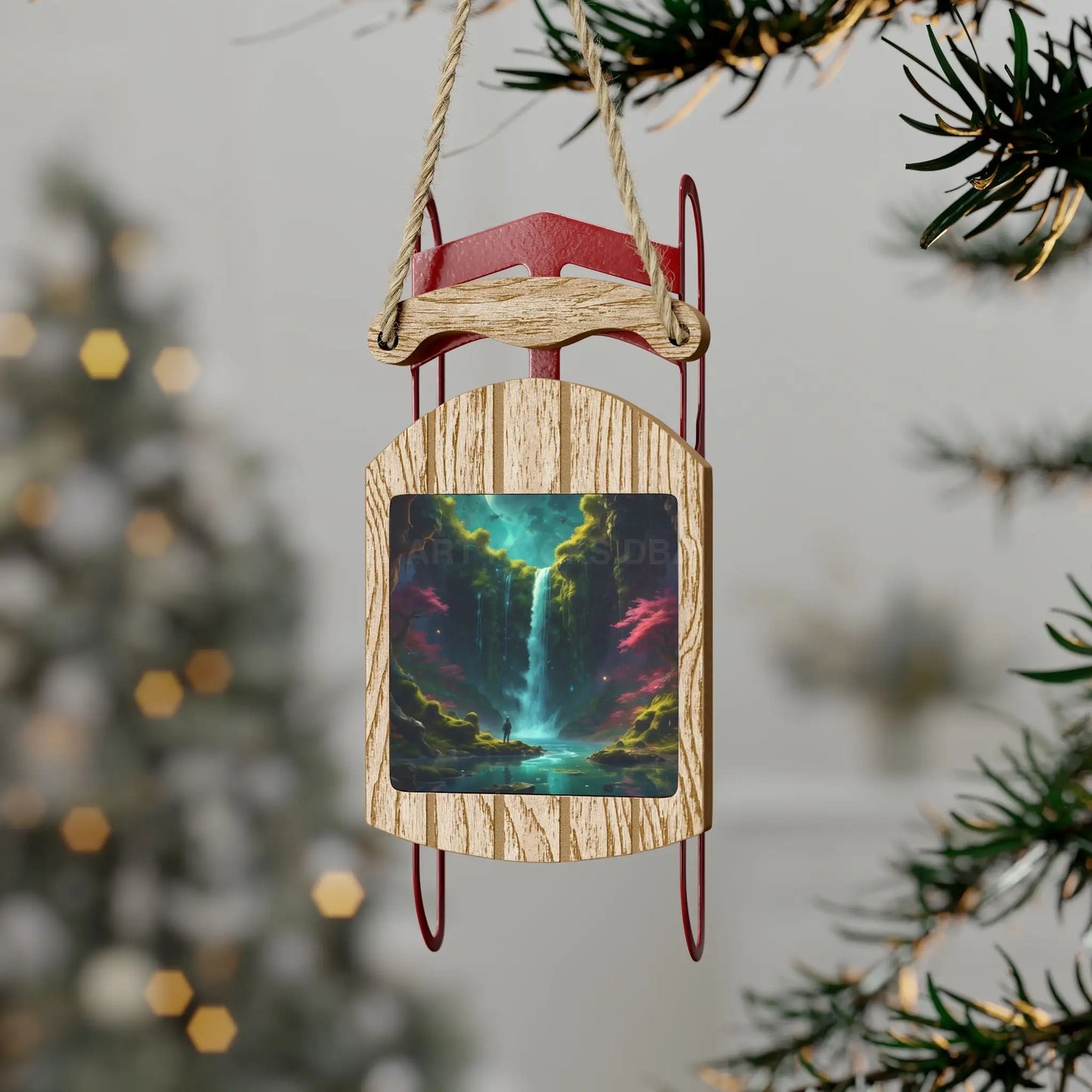 Fantasy Fairy Waterfall Sled Ornament - 2.1’’ × 4.6’’ / 1 pc - Home Decor