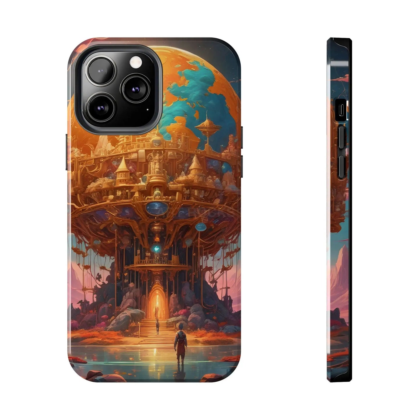 Fantasy Golden World Phone Case Durable Phone Cover Unique Artwork Case Gift for Gamers Cosmic Aesthetic Phone