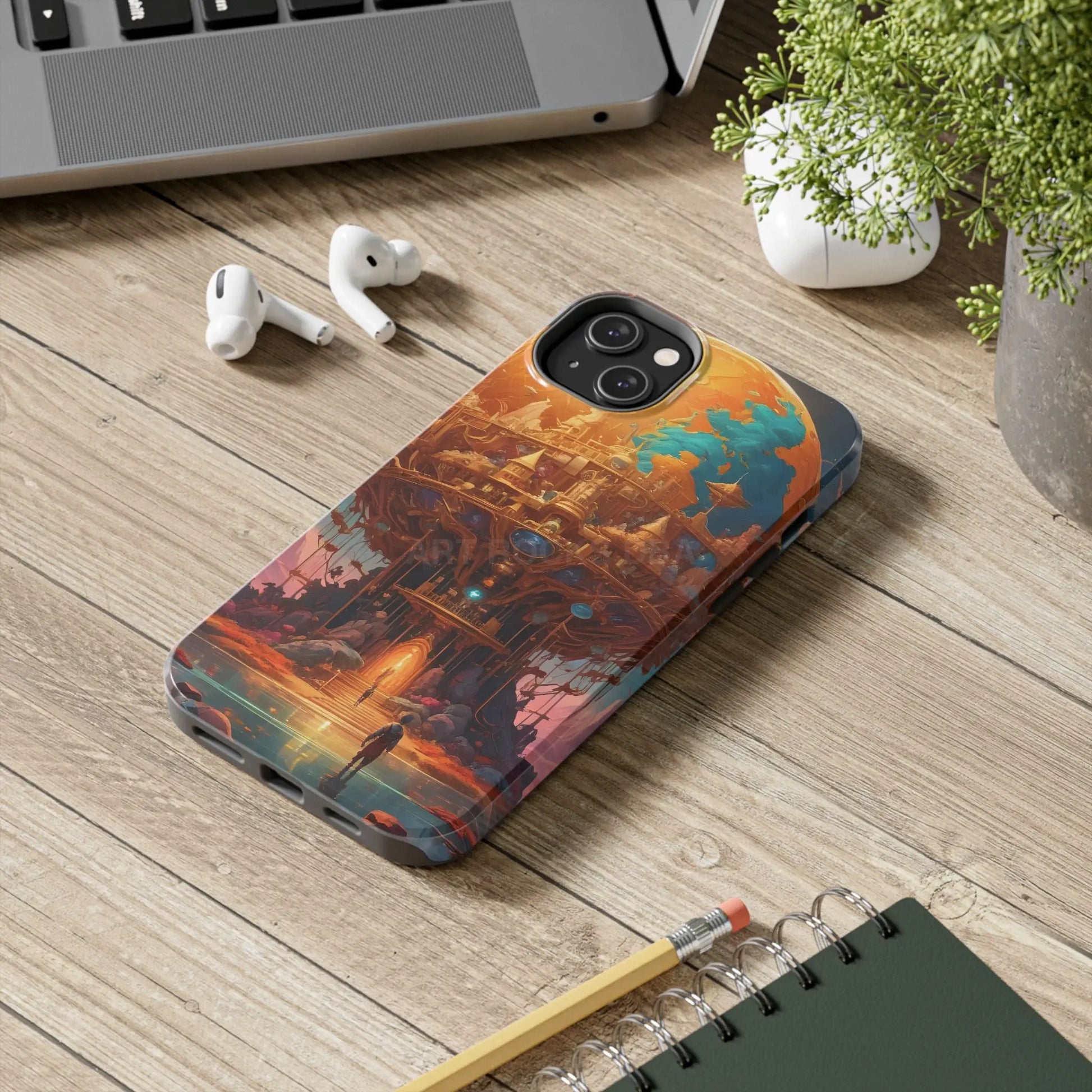 Fantasy Golden World Phone Case Durable Phone Cover Unique Artwork Case Gift for Gamers Cosmic Aesthetic Phone