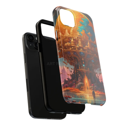 Fantasy Golden World Phone Case Durable Phone Cover Unique Artwork Case Gift for Gamers Cosmic Aesthetic Phone