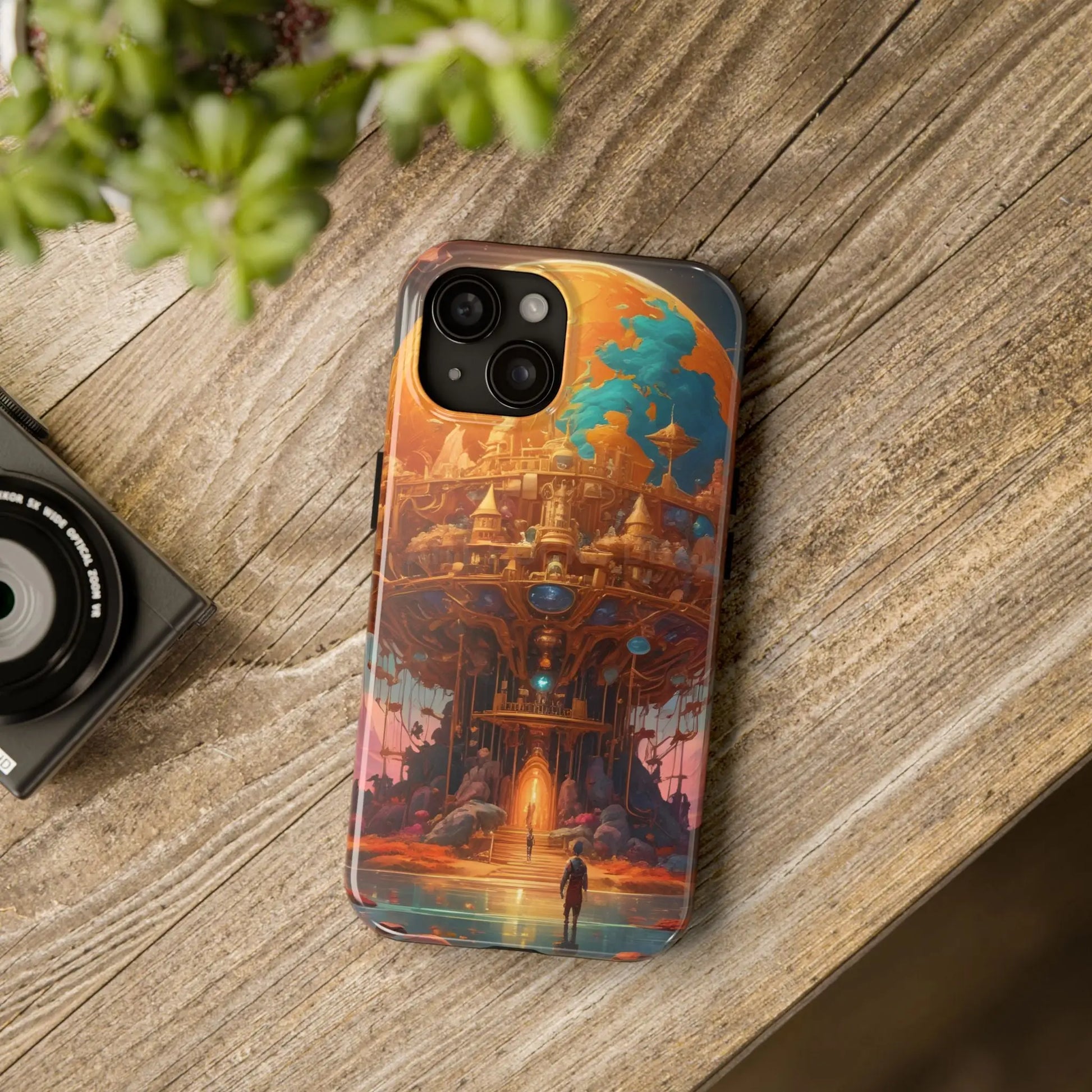 Fantasy Golden World Phone Case Durable Phone Cover Unique Artwork Case Gift for Gamers Cosmic Aesthetic Phone