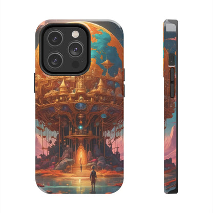 Fantasy Golden World Phone Case Durable Phone Cover Unique Artwork Case Gift for Gamers Cosmic Aesthetic Phone