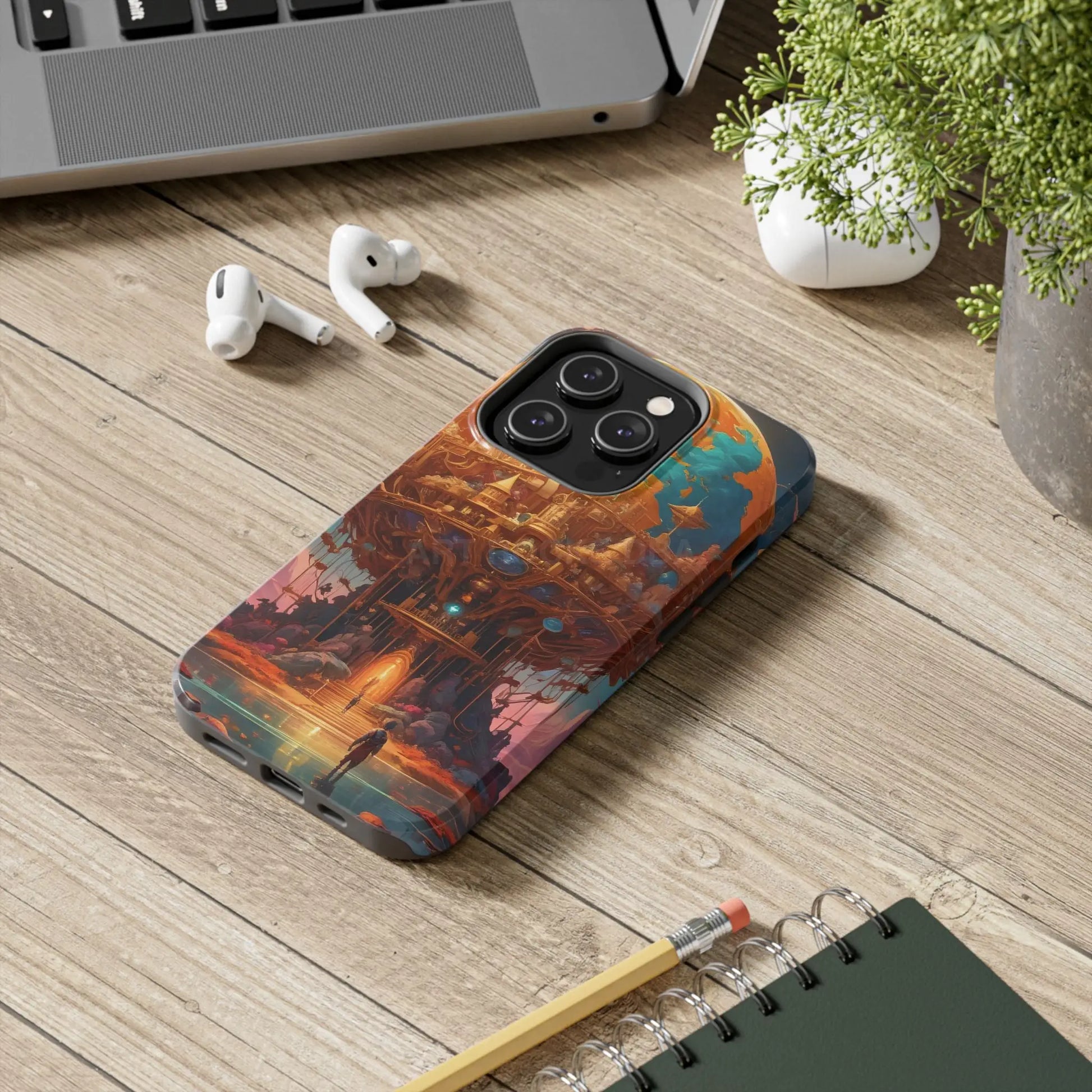 Fantasy Golden World Phone Case Durable Phone Cover Unique Artwork Case Gift for Gamers Cosmic Aesthetic Phone