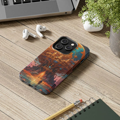 Fantasy Golden World Phone Case Durable Phone Cover Unique Artwork Case Gift for Gamers Cosmic Aesthetic Phone