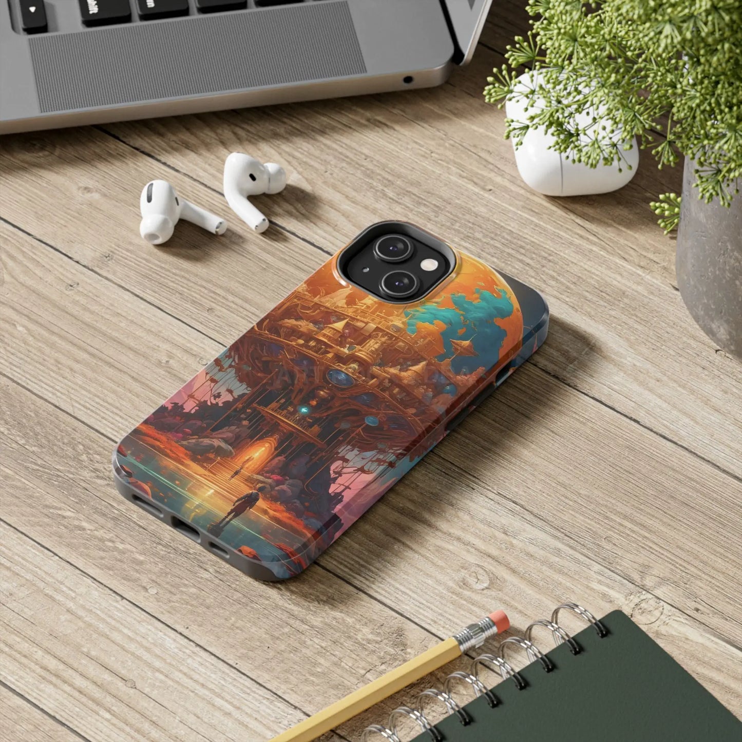 Fantasy Golden World Phone Case Durable Phone Cover Unique Artwork Case Gift for Gamers Cosmic Aesthetic Phone